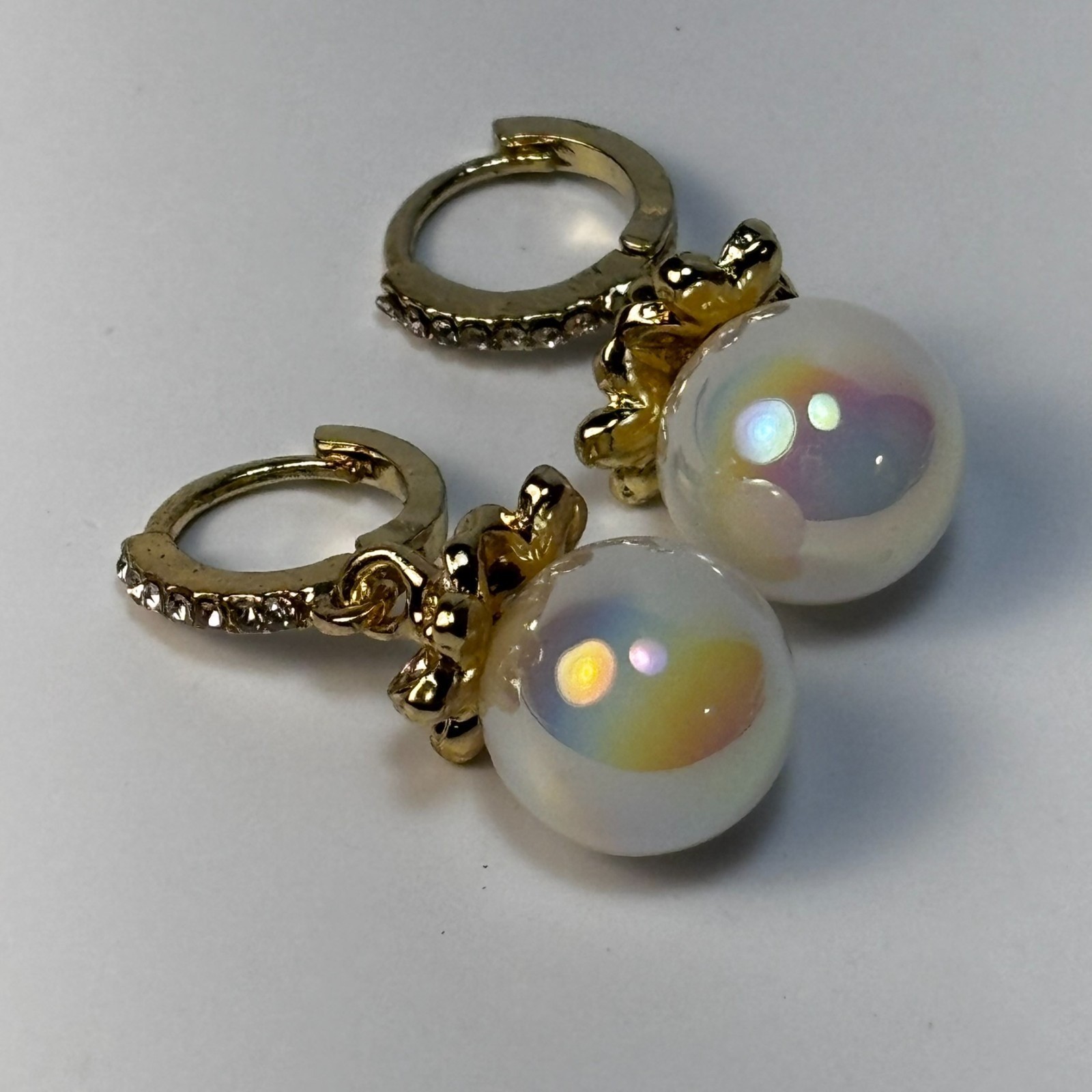 Earrings Pearl Rhinestone Drop Earring Fairy Core Gorgeous Chunky Gold Tone