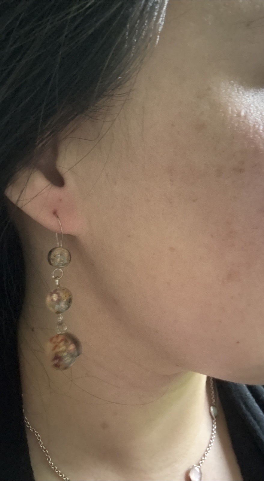 Dried Flowers Acrylic Earrings Sterling Silver Hook Pierced Jewelry 🌸 Retro