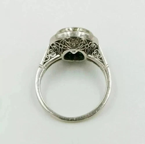 Art Deco Style Round Cut Lab Created Diamond 925 Silver Engagement Ring