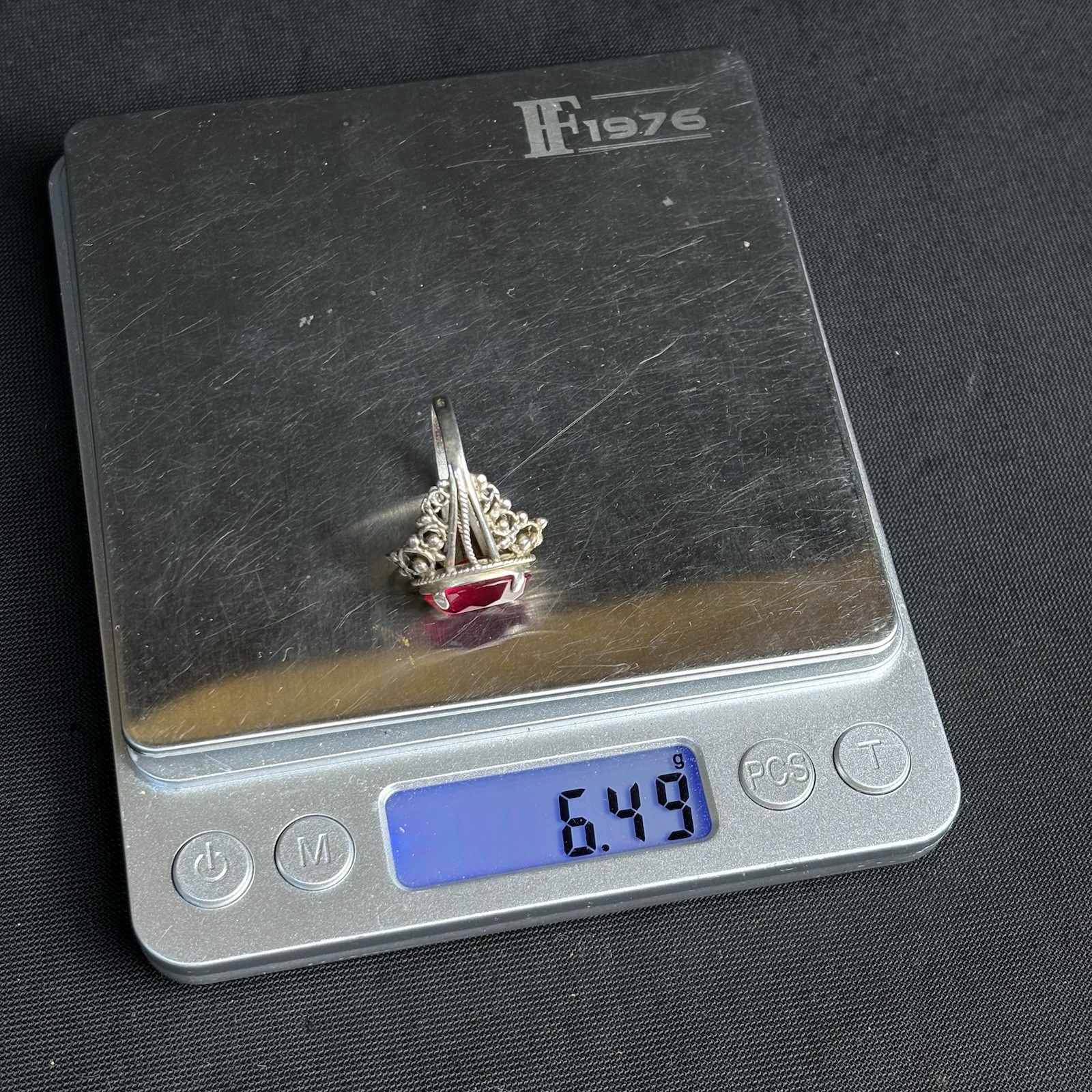 Vintage Ring Silver 875 Soviet Era Ruby size 6.5