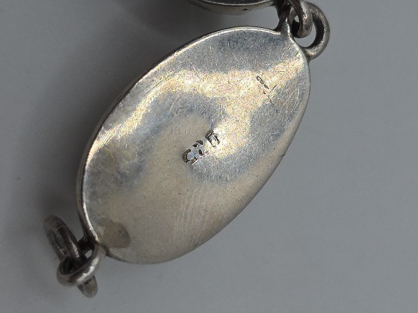 Vintage Sterling Silver 925 Labradorite Oval Link Bracelet 7.25″ 31g