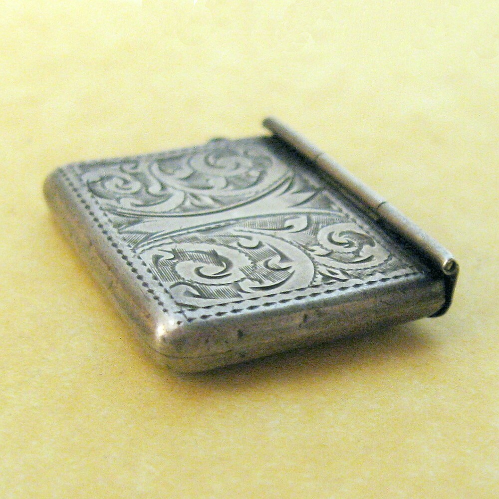 Antique Edwardian Engraved Sterling Silver Stamp Case Charm Adie & Lovekin Ltd
