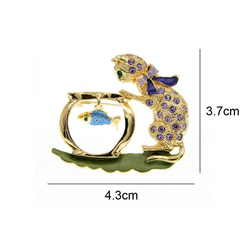 Cute Rhinestone Cat Brooch Kids Animal Pin Jewelry Winter Accessories Ornament