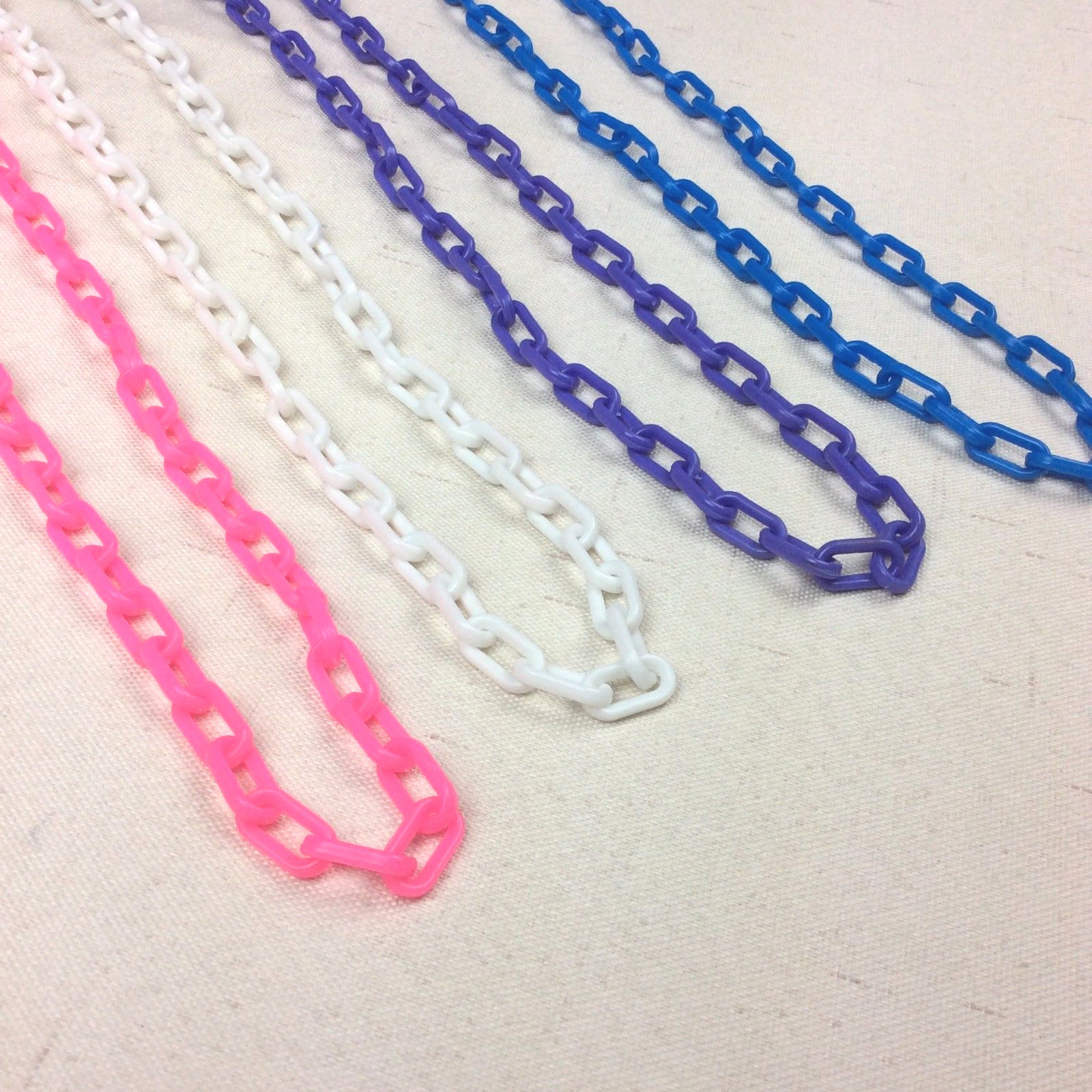 NEW Bell Charm Plastic Link Chain Necklace Costume Deadstock Vintage Retro 1980s