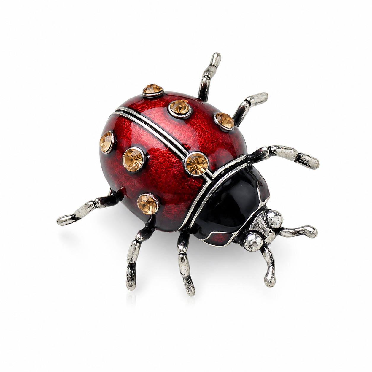 Vintage Ladybug Brooch PIN Enamel Rhinestone Insect Fashion Jewelry