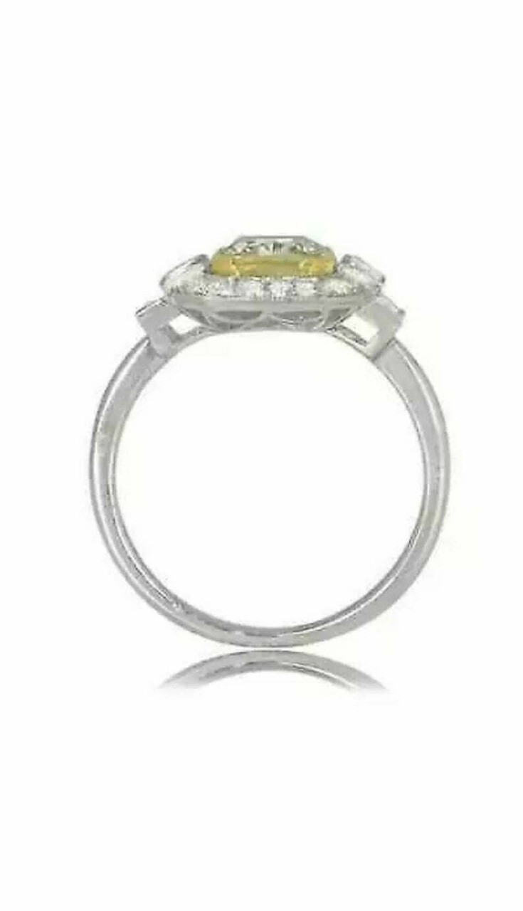 3.50Ct Lab-Created Canary Diamond Art Deco Vintage Style Wedding Ring 925 Silver