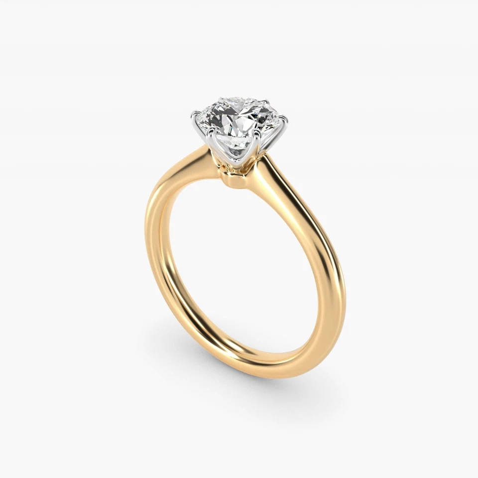 0.84CT Round Cut White Moissanite Solitaire Wedding Ring in 10K Yellow Gold FN