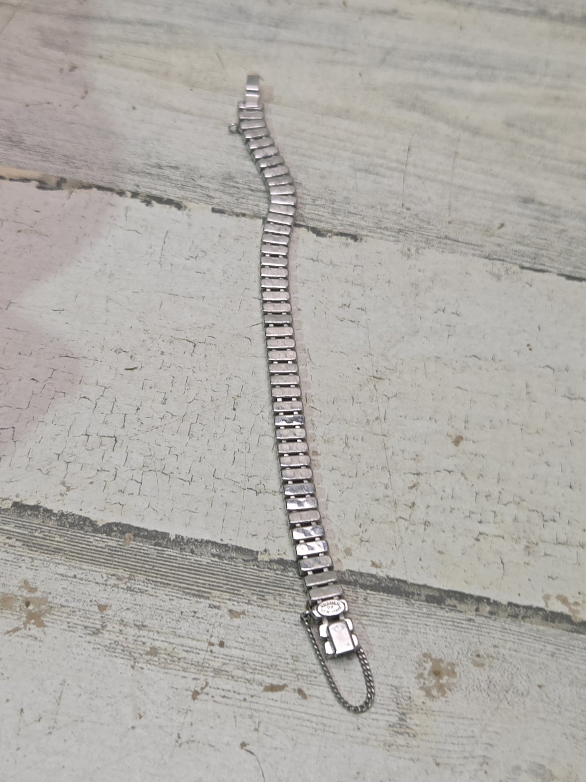 Vintage KRAMER N.Y. Clear Rhinestones Tennis Link Bracelet 7″ Long