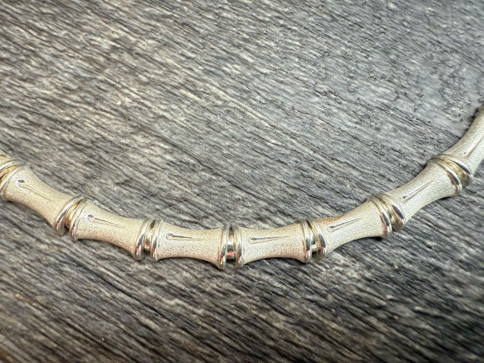Vintage Sterling Silver 925 Italy Bamboo Link Chunky Chain Choker Necklace 25g