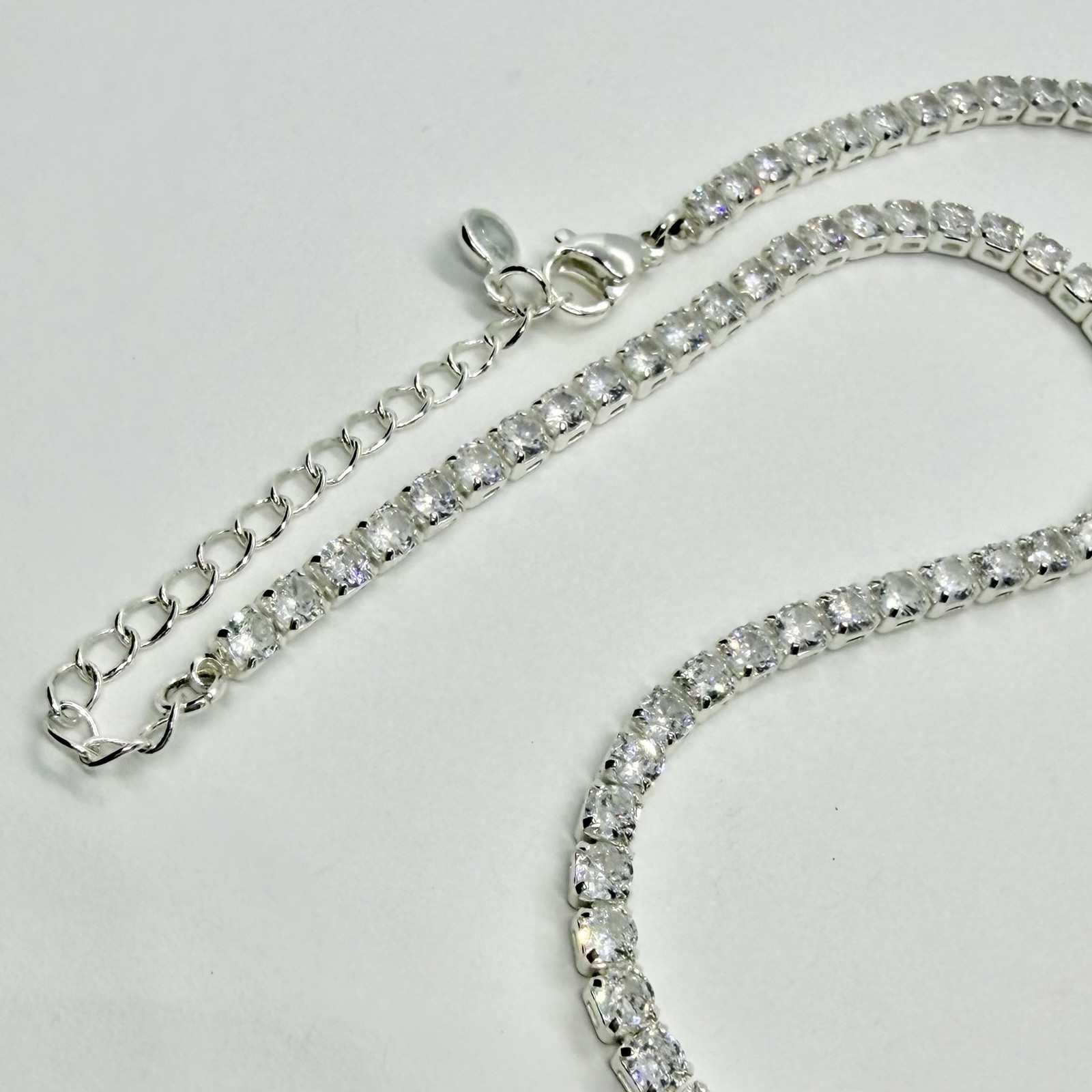 Classic Bling Clear Rhinestone 13 Inch Choker Necklace Silvertone Prong Set