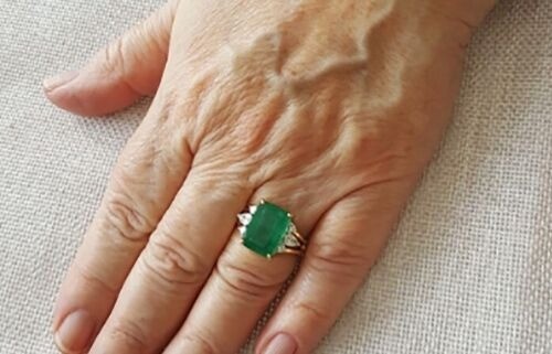 Art Deco 4.20Ct Natural Emerald Antique Vintage Wedding Ring 14K Yellow Gold FN