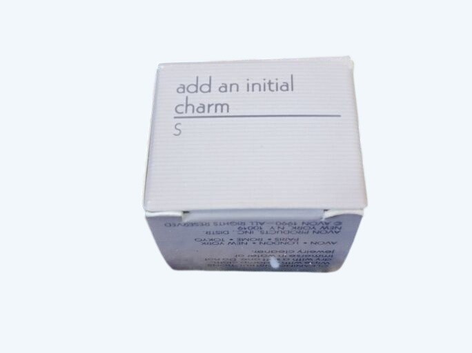 Avon Vtg 1990 Gold-Tone Add an Initial Charm With Rhinestones Unused In Box