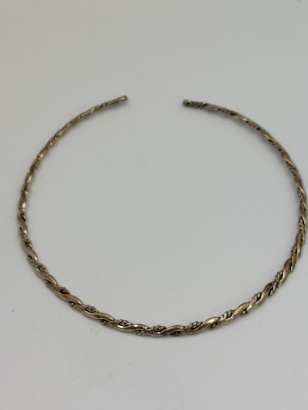 Braided Twisted Neck Wire Collar Silver Plated Brass Vintage