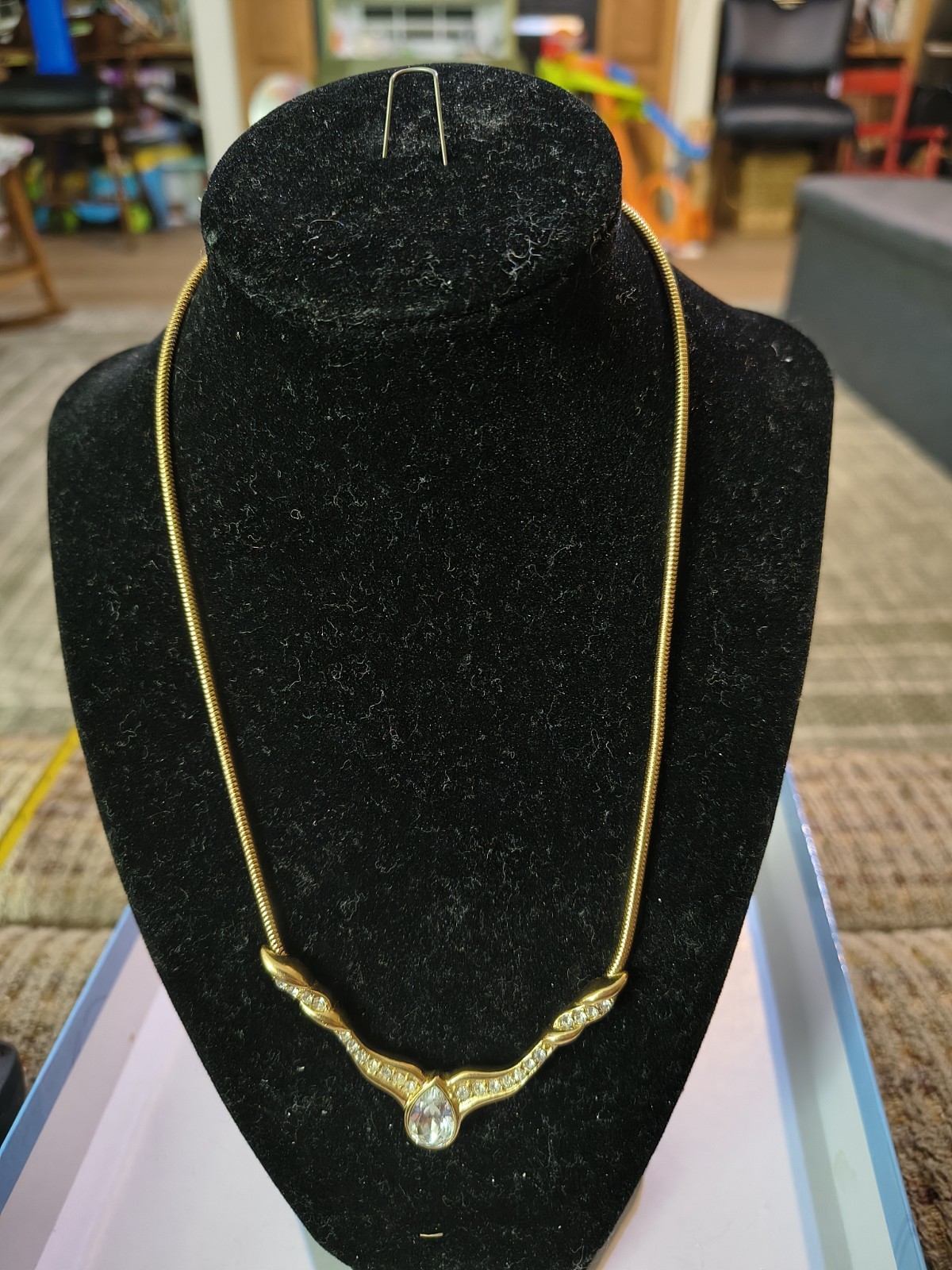 Vintage Trifari necklace, Diamante gold toned choker necklace See Pictures