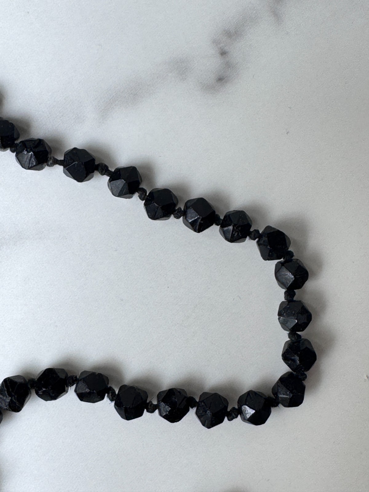 Antique Victorian Black Jet Mourning Fancy Bead ROPE Necklace, Repair NEEDED