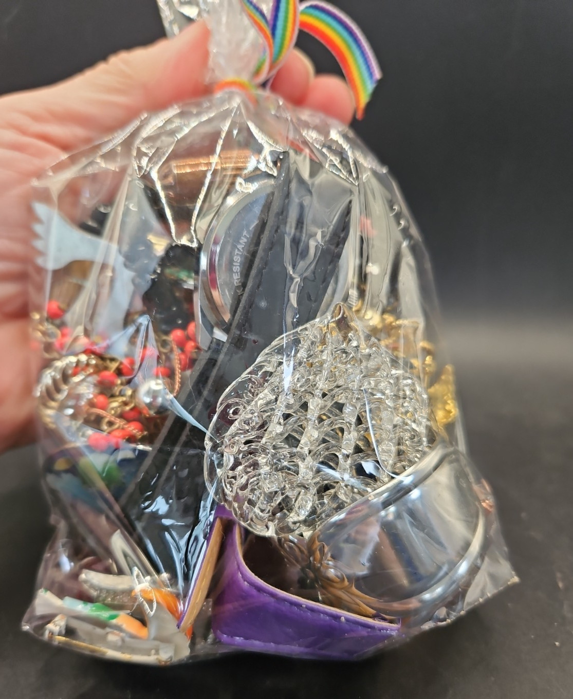 Vintage Modern Junk Craft Broken Jewelry 1 Lb lot Beads Chains Rhinestones 8