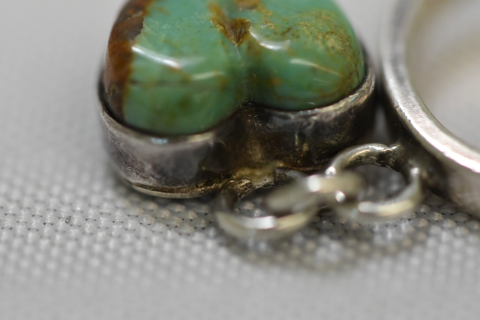 Joan Slifka Designs STERLING SILVER Turquoise Dangle Heart Ring Size 5.5 6g