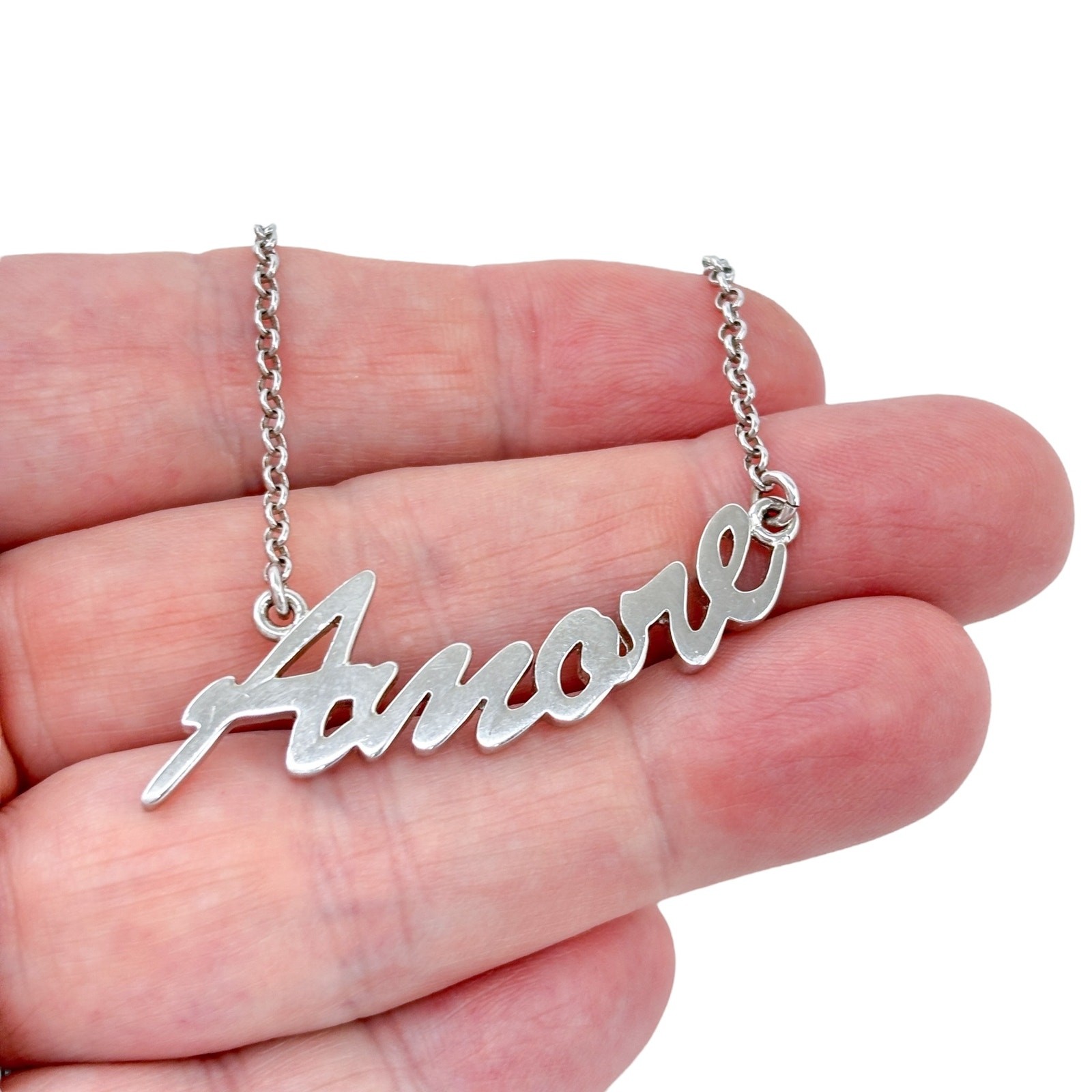 Vintage Italy Sterling Silver 925 | Amore Necklace 16.5″-18.5″