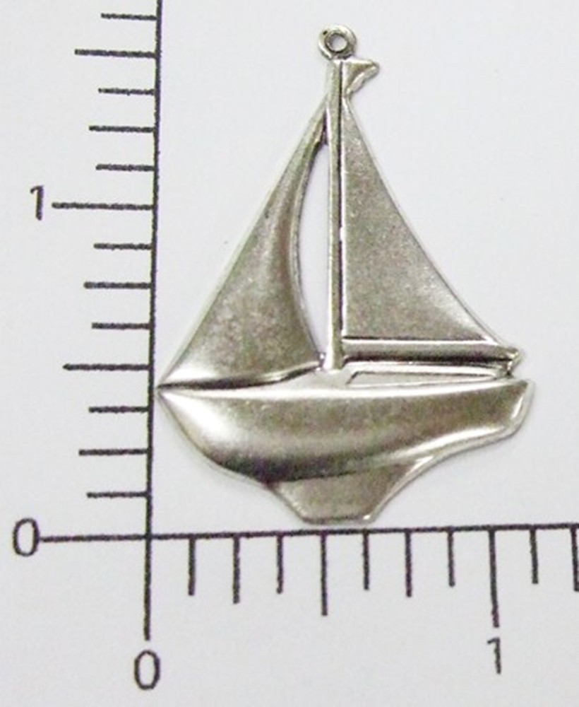 46364 – 2 Pc Sailboat Jewelry Finding Charm Pendant Silver Ox