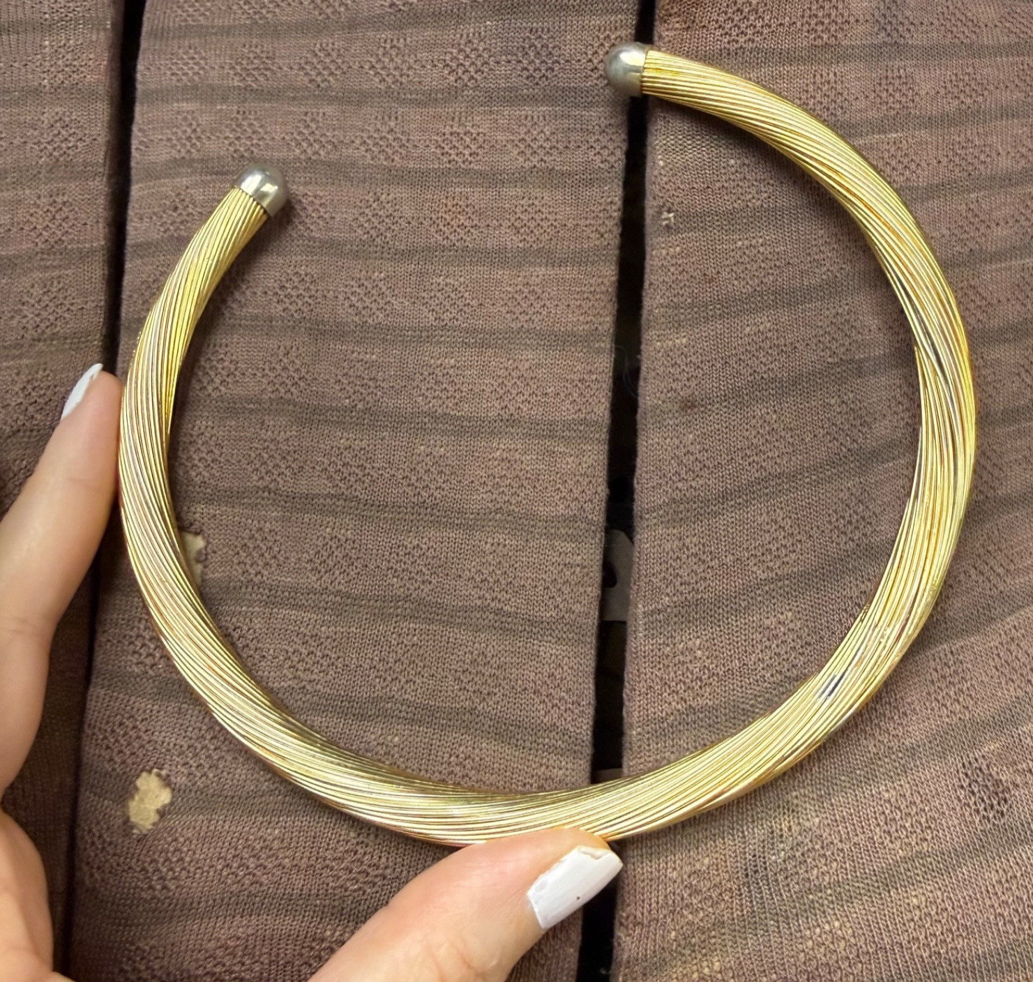 Vintage Gold Tone Modernist Torque Statement Necklace (1980’s) Choker