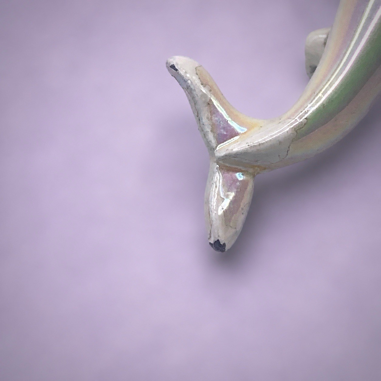 Beluga Whale Brooch Pin Dolphin Iridescent White • Vintage Jewelry