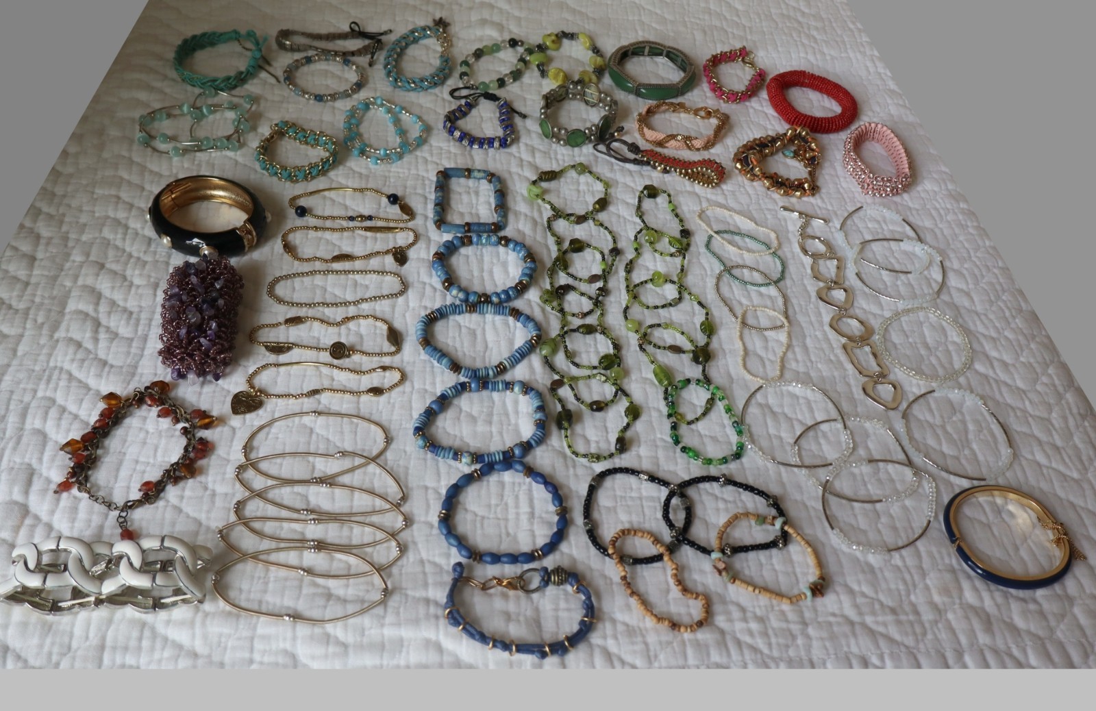 Mix Jewelry BRACELETS 66+ pc Lot, 3 Lbs,wearable, some with semi-precious stones