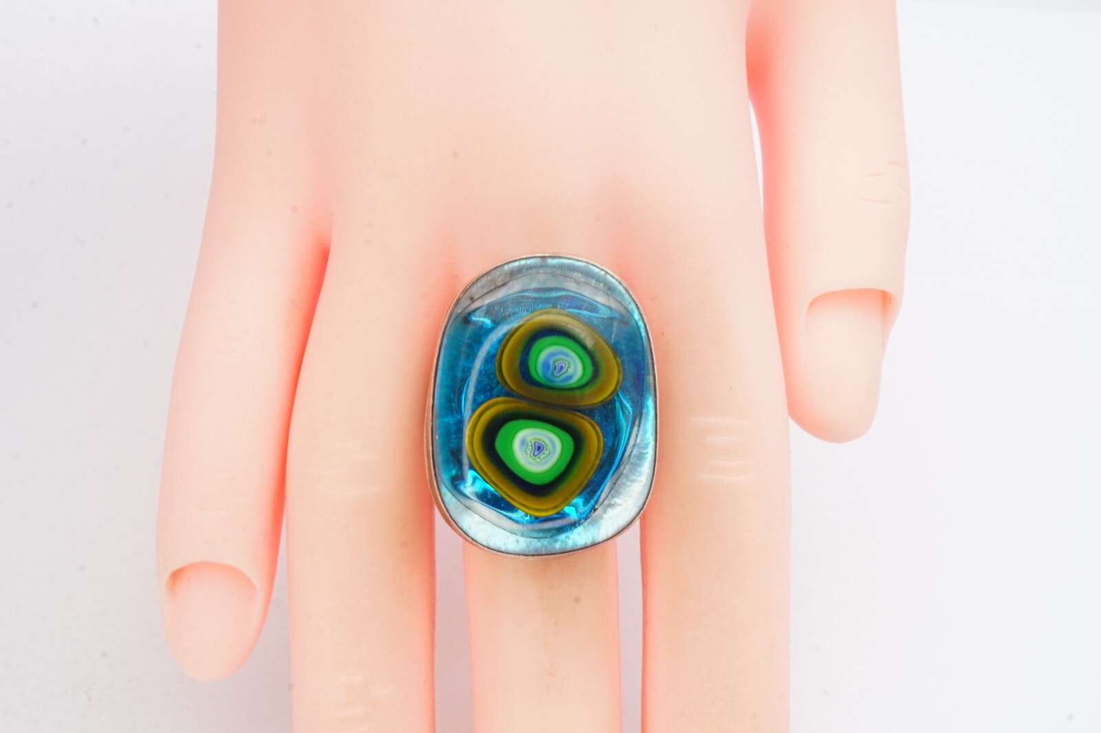 Vintage Sterling Silver 925 Glass Stone Ring Size 7.5