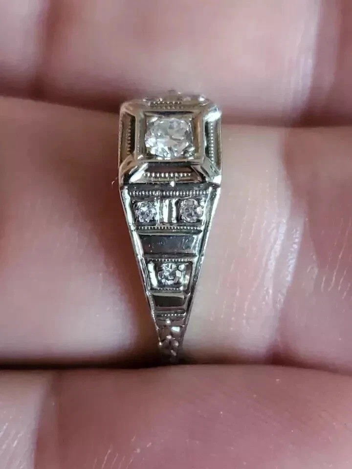 2.5CtArt Deco Style Round Lab Created Diamond Engagement 14K White Gold FN Ring