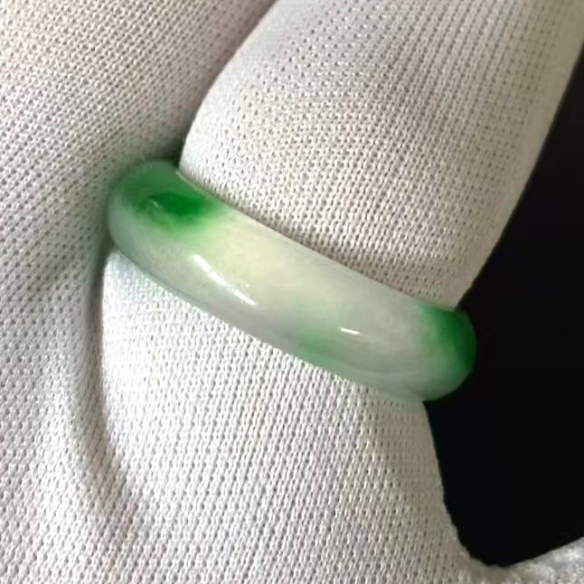 US Size 9.75, Burmese Translucent Natural Jade Jadeite Ring Band
