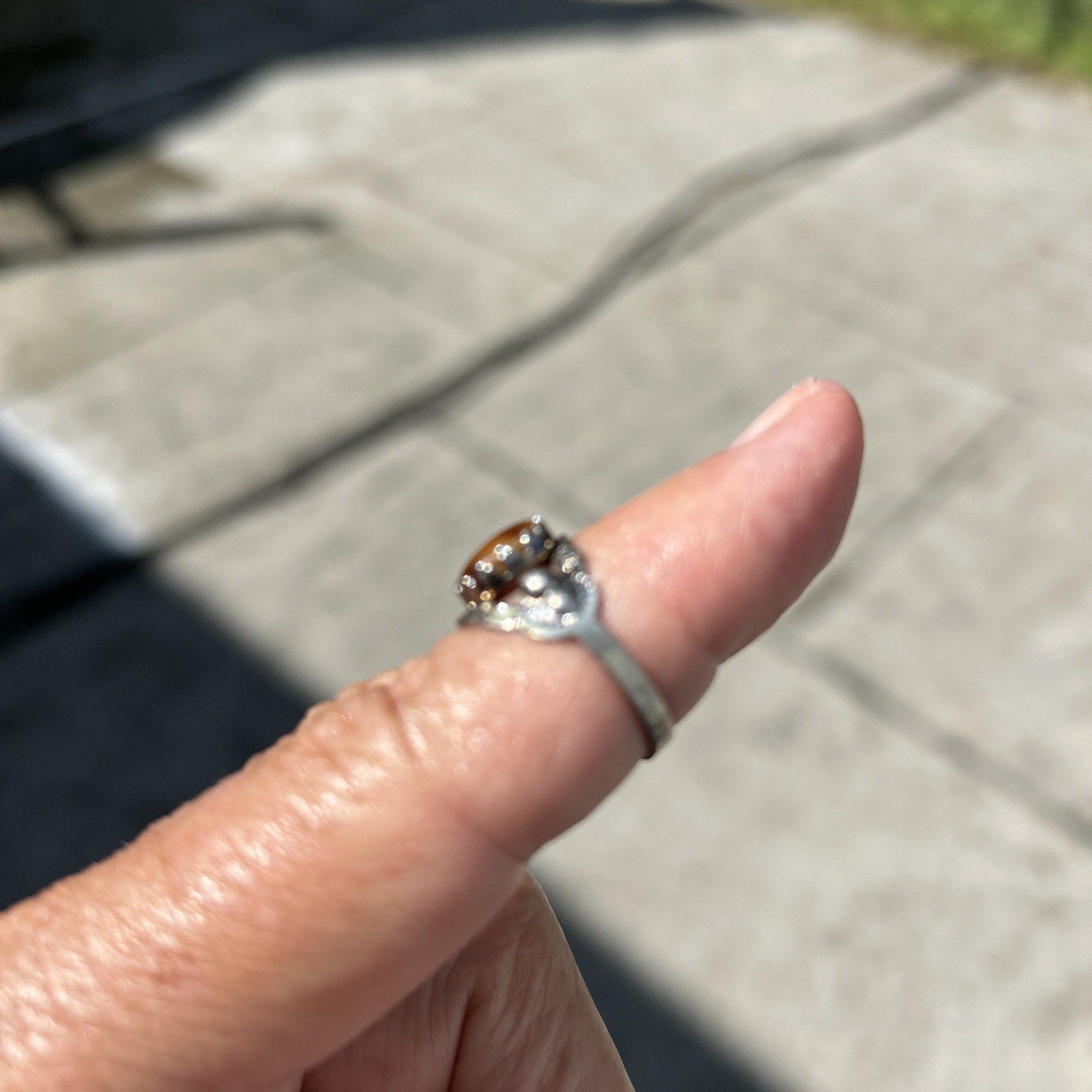 Tiger Eye Gemstone Ring Sterling Silver Ring~Designer Sz 6 Jewelry-Gift For Her
