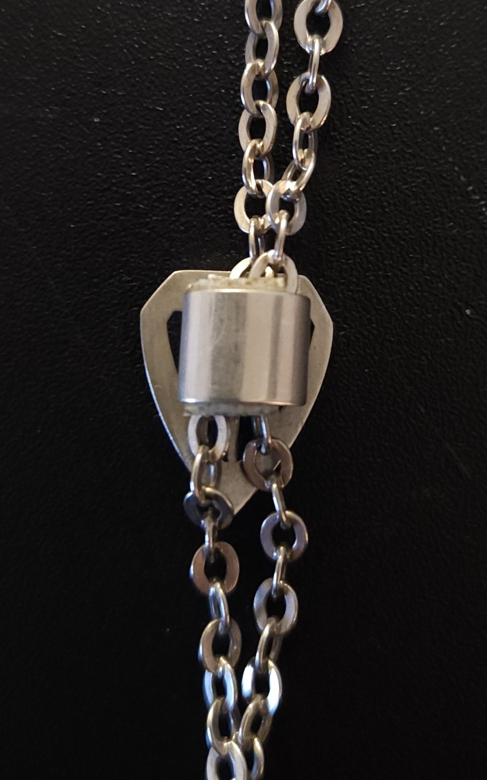 Victorian .800 Silver 57″ Guard Chain Watch Pendant Necklace Garnet Pearl Slide