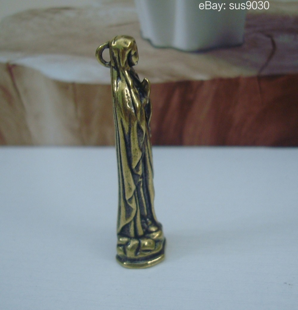 Solid Brass Virgin Mary Woman Figurine Statue Pendant