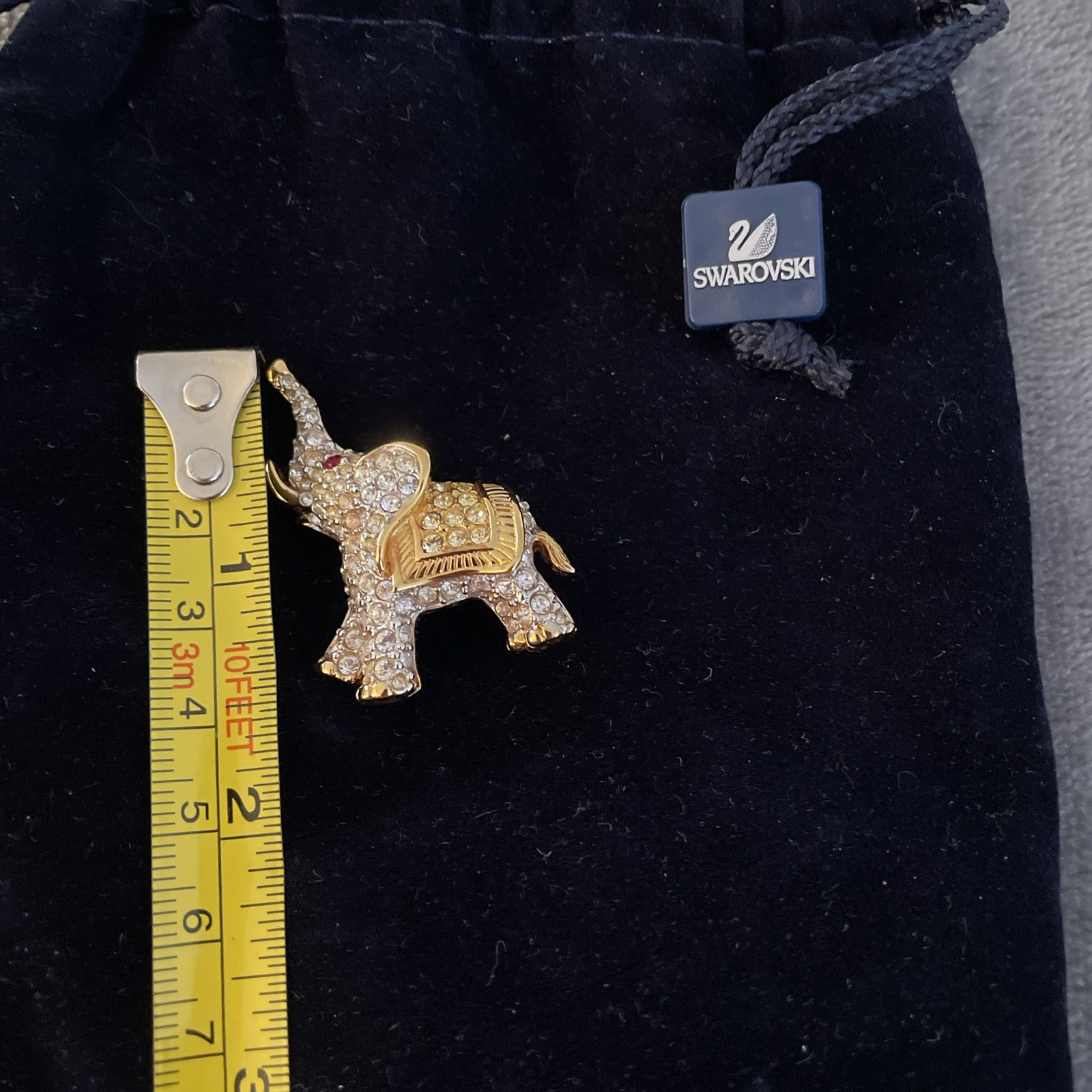 Swarovski Elephant Brooch in Goldtone w/Crystals