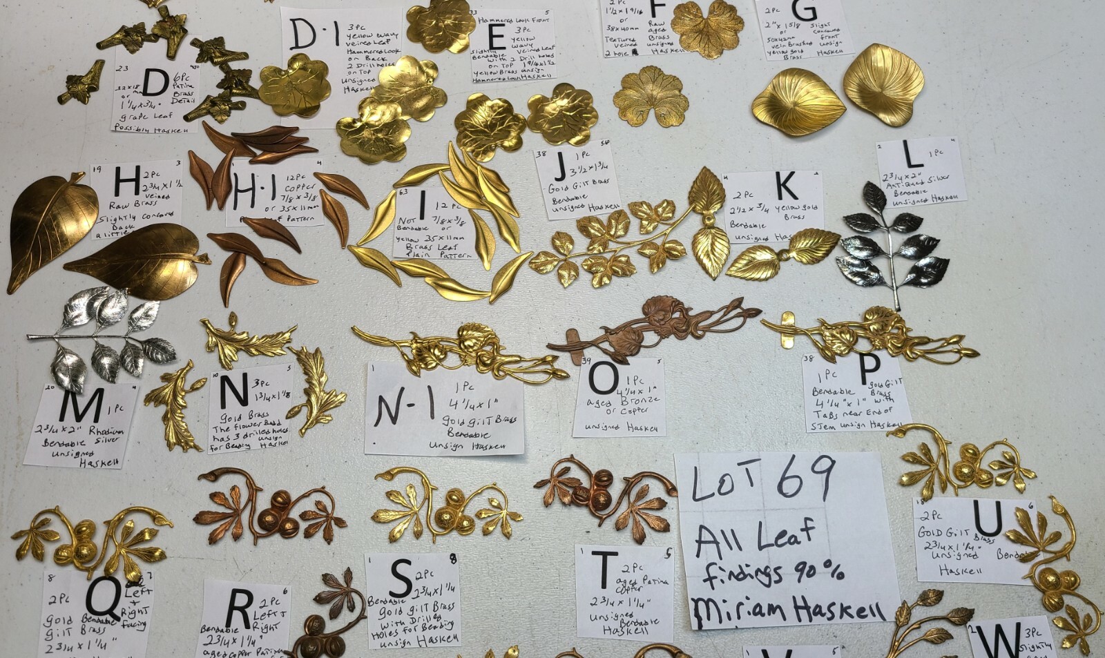 Huge Lot #69 All Flower Leaves BENDABLE 98% are Miriam Haskell Jewelry Findings