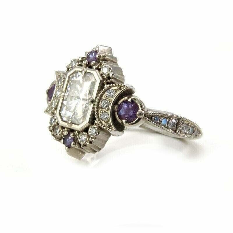 Engagement & Wedding Lab Created Diamond Selene Moon Goddes 925 Silver Gift Ring