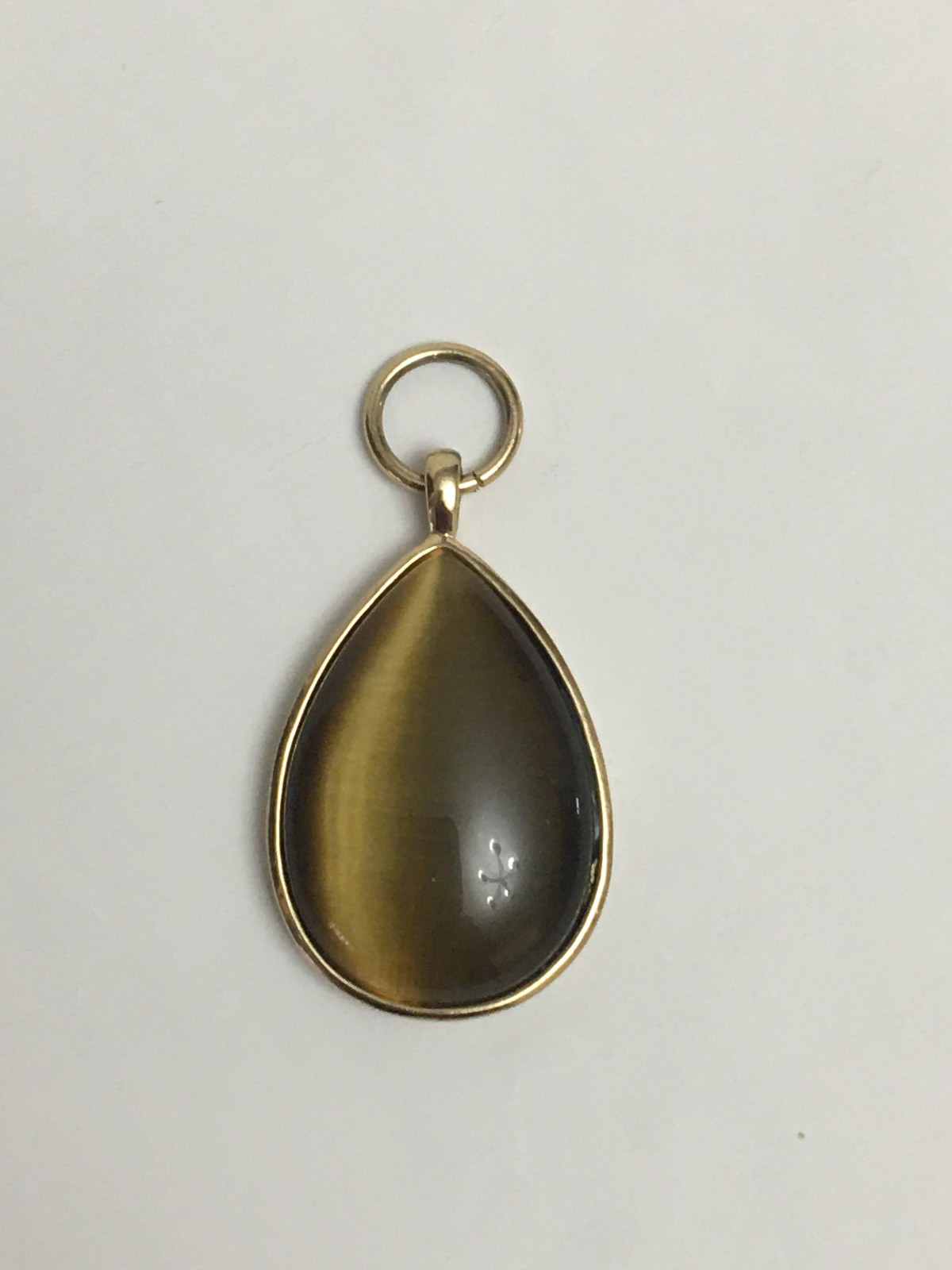 Tiger Eye Stone Pendant With Gold Tone
