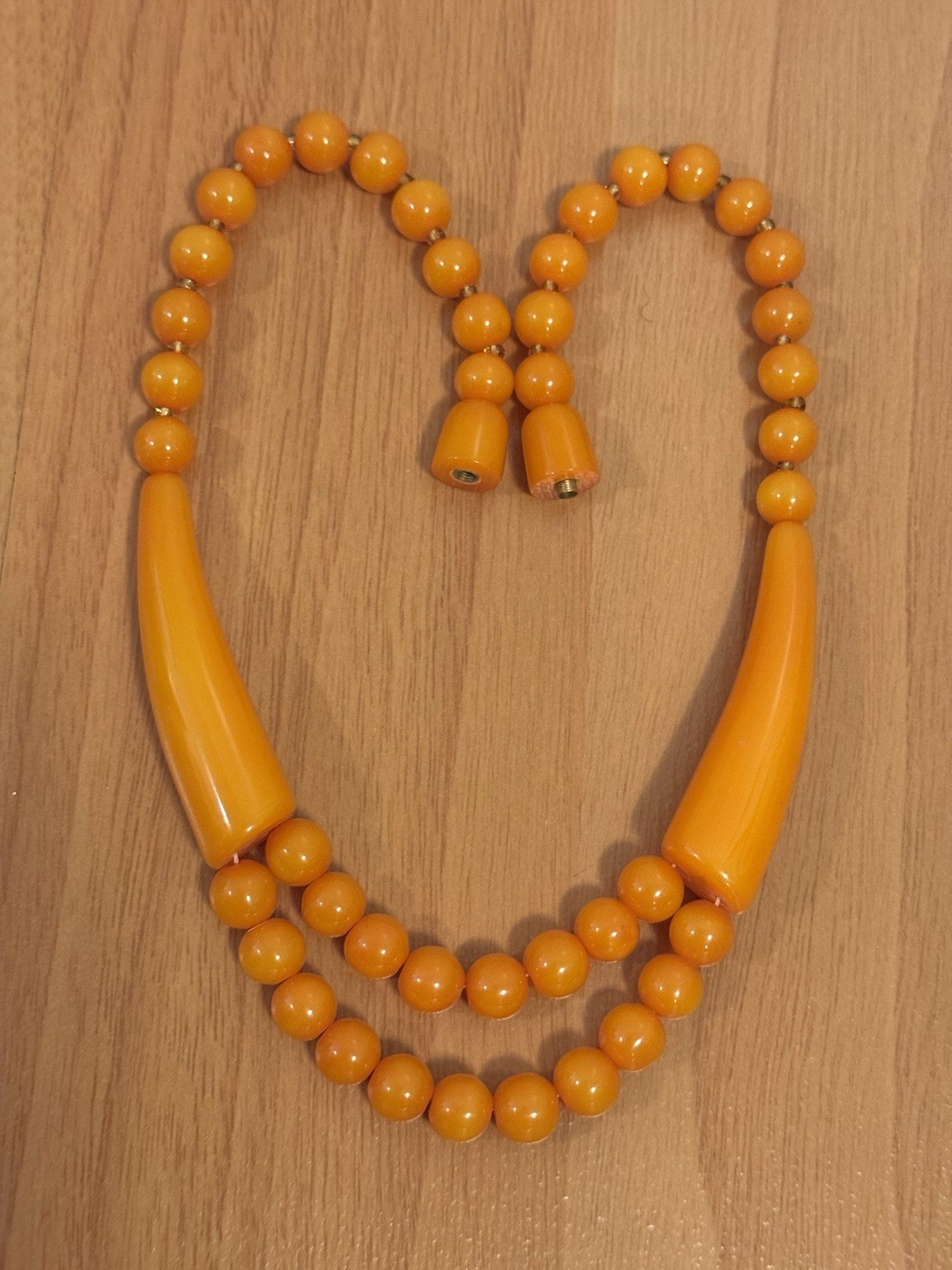 Vintage Style Unique Design Amber Resin Beads Handmade Necklace 19”in & 55grams