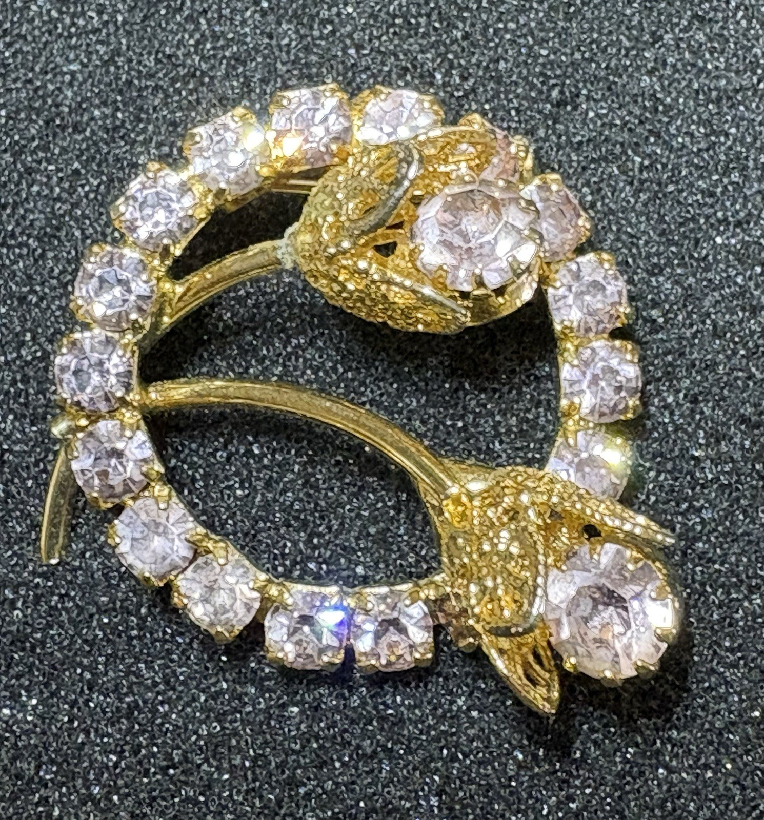 Stunning Purple Pink Rhinestone Brooch Pin With Matching Clip-on Earrings Set