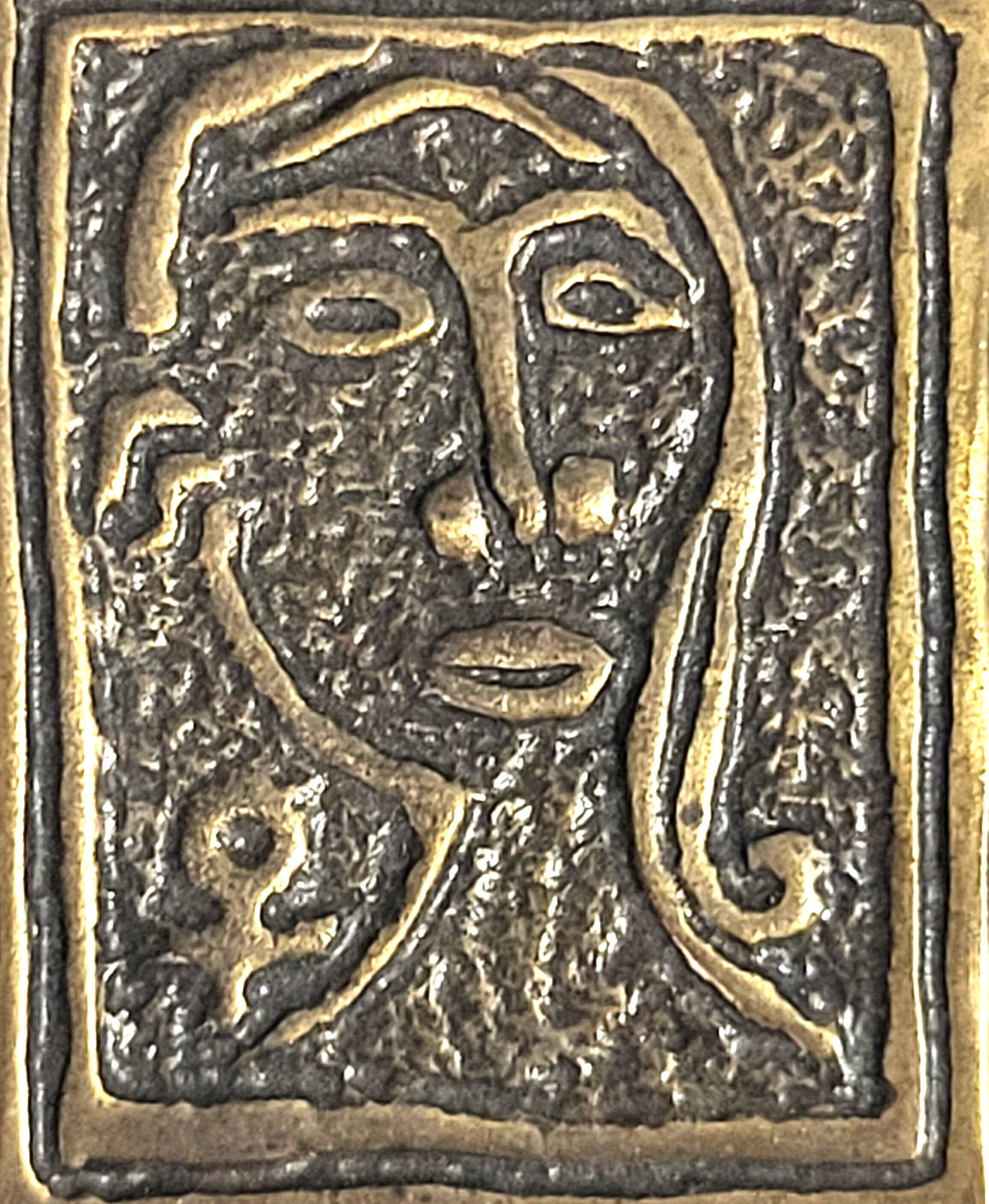 Vintage Brooch Pin Womans Face Cubist Indigenous Ethnic Brutalist African Estate