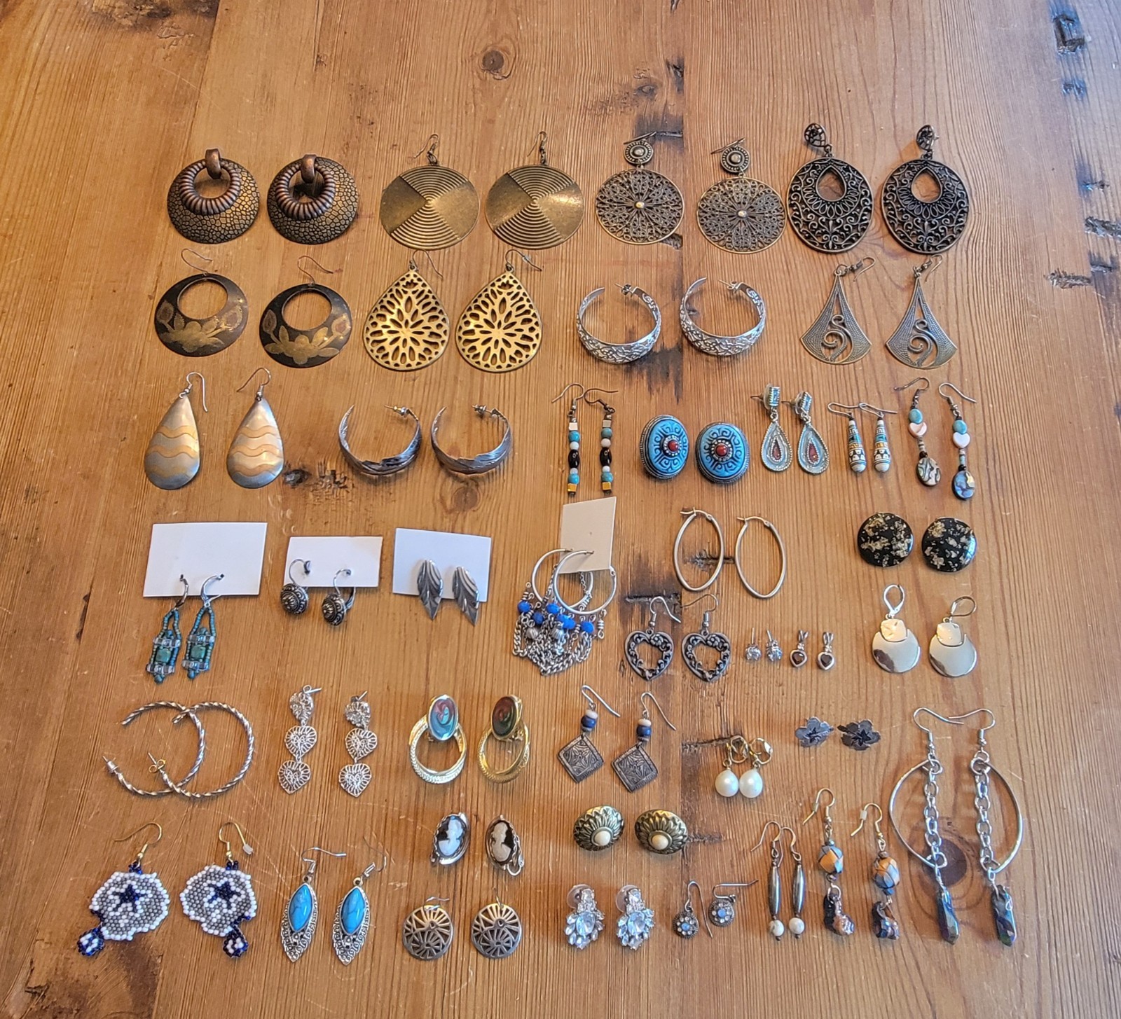 Lot Of 40 Pairs Wearable Vintage Fashion Earrings Wear Or Resell Great Variety