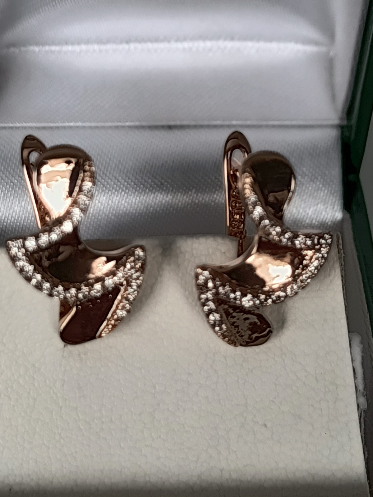 Vintage 1990-s 14 Ct Rolled Gold Zircons Earrings-Hallmarked 585 RG