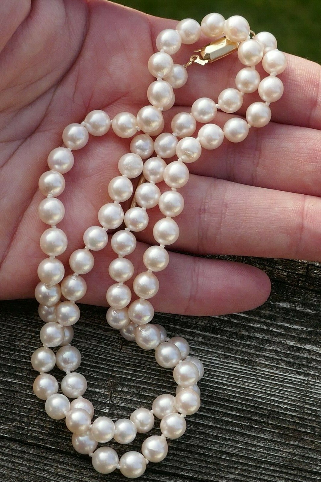 Vintage 14kt Yellow Gold & 6.4mm Cultured Pearl Necklace – 22.5″ Long