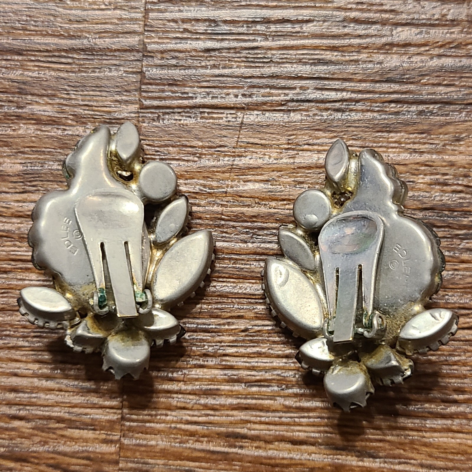Vintage Edlee Signed Rhinestones Clip On Earrings