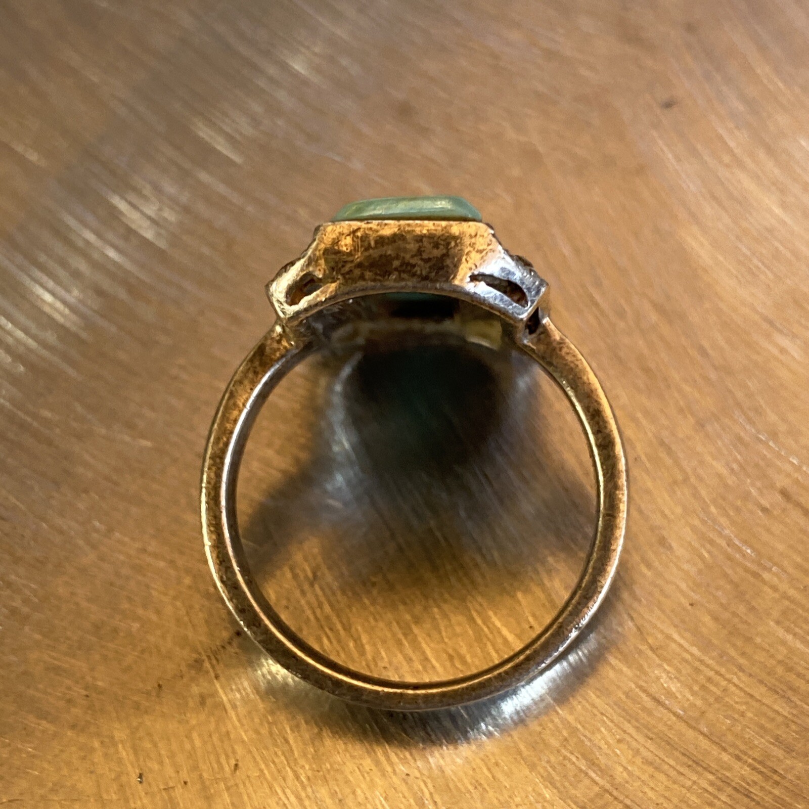 Vintage Sterling Silver Rectangle Marcasite Frame Turquoise Ring Size 7