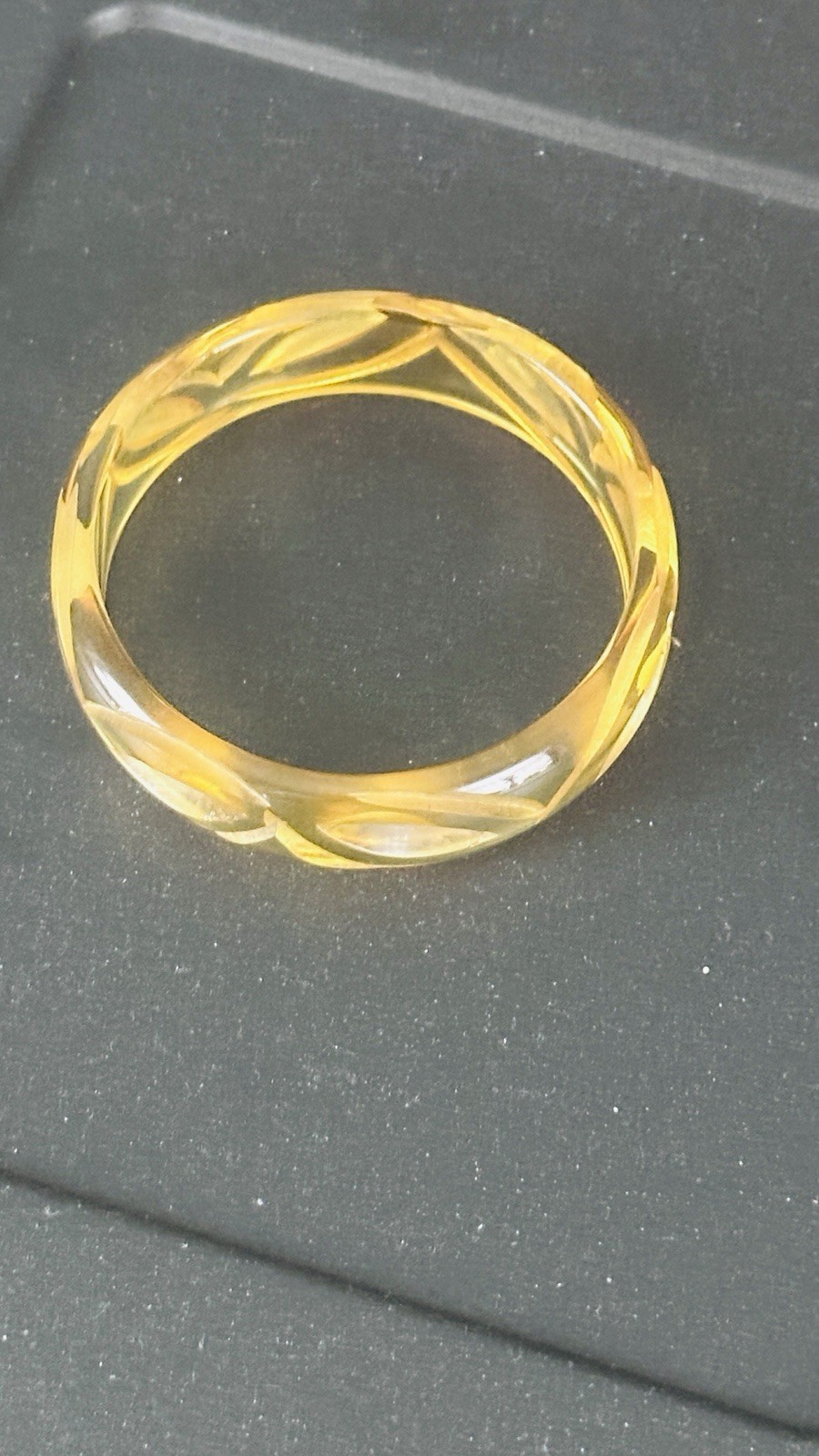 Vintage Carved “Apple Juice” Translucent Bangle Bracelet