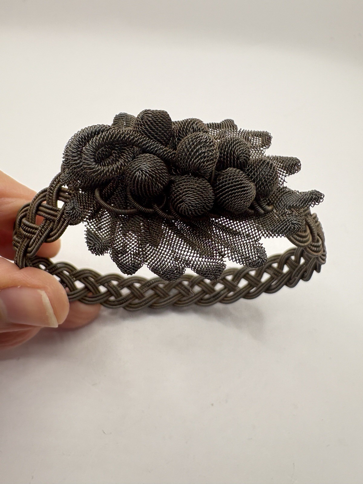 Antique German Silesian Iron Wire work Grape Cluster Bracelet