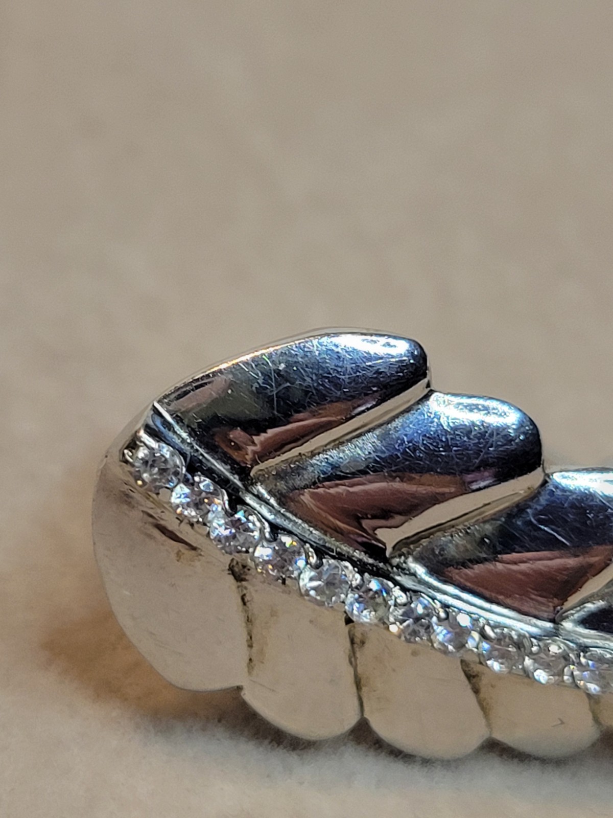 Vtg 925 Double Finger Leaf Ring CZ Accents Size 7 And Size 6 Sterling Silver
