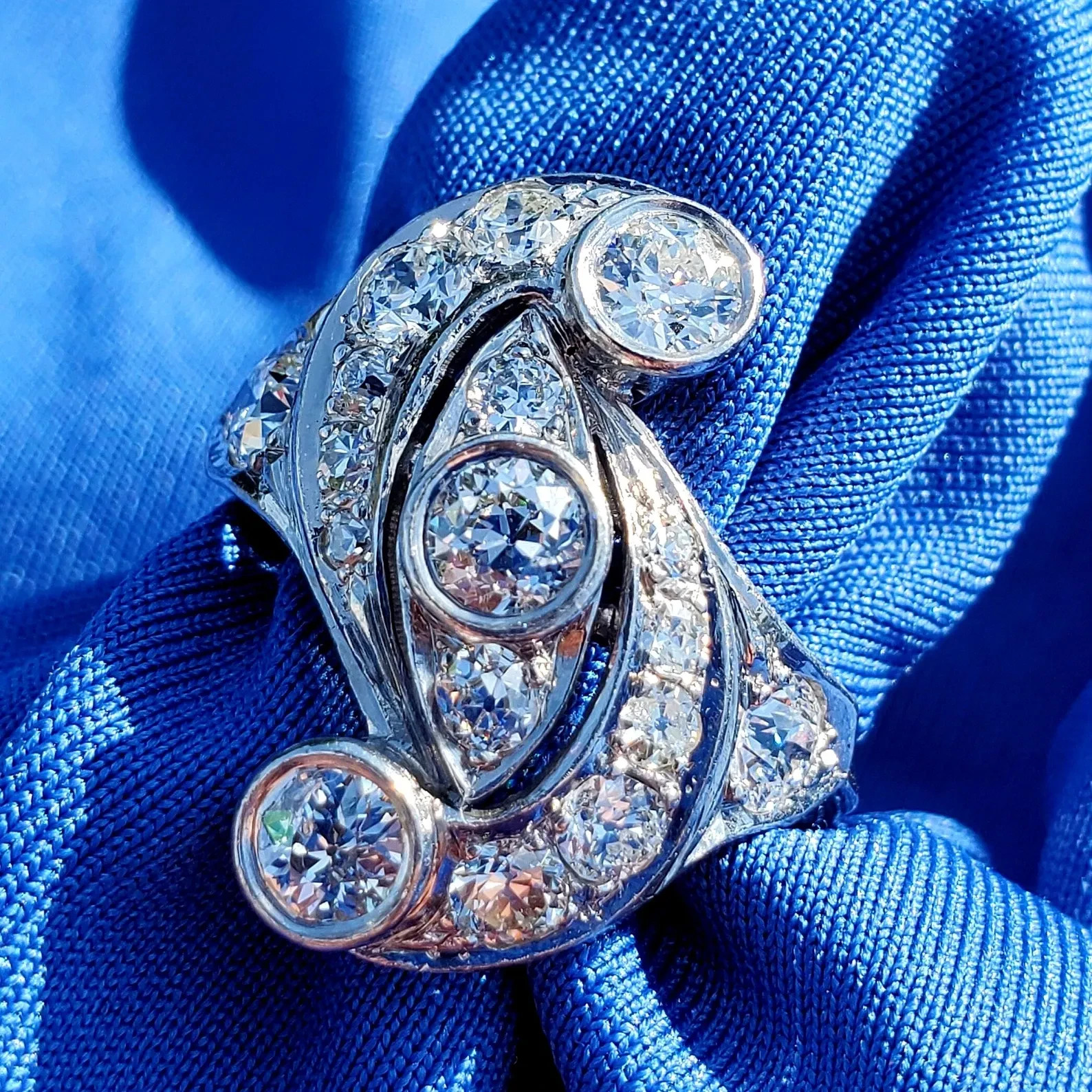 Original EARTH MINED DIAMOND European cut Deco Engagement Ring Vintage 14K GOLD