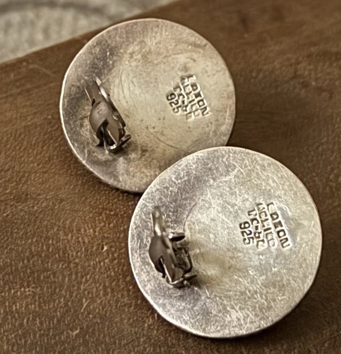 Vintage Taxco Mexico Sterling Silver Earrings Clips Dome Shaped 1980s 1990s