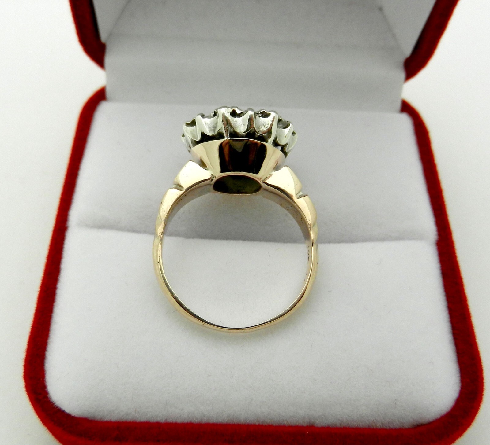 Antique Silver and 9kt Pink Gold and Rose Cut Diamond Ring size 7